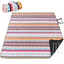 PY SUPER MODE Picnic Blankets Extra Large, Waterproof Foldable Outdoor Beach Blanket Oversized 83x79” Sandproof, 3-Layer Picnic Mat for Camping, Hiking, Travel, Park, Concerts-Bohemian Brown