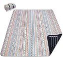 PY SUPER MODE Picnic Blankets Extra Large, Waterproof Foldable Outdoor Beach Blanket Oversized 83x79” Sandproof, 3-Layer Picnic Mat for Camping, Hiking, Travel, Park, Concerts(Orange Boho)