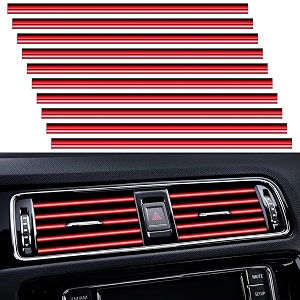 20 pieces universal car air conditioner vent trim decoration strip accessories waterproof flexible shiny auto car interior accessories for all air vent outlet a-red - 20 pieces
