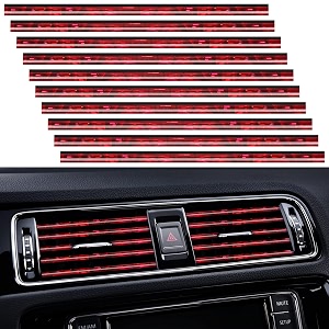 20 pieces universial car air conditioner vent outlet trim decoration stripe waterproof flexible shiny auto air vent outlet trim decoration for all air vent outlet shiny red - 20 pieces