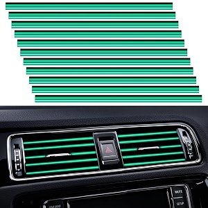 20 pieces universial car air conditioner vent outlet trim decoration stripe waterproof flexible shiny auto air vent outlet trim decoration for all air vent outlet green - 20 pieces