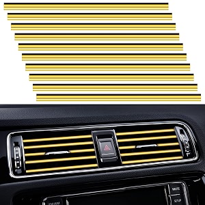 20 pieces universial car air conditioner vent outlet trim decoration stripe waterproof flexible shiny auto air vent outlet trim decoration for all air vent outlet gold - 20 pieces