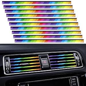20 pieces universal car air conditioner vent trim decoration strip accessories waterproof flexible shiny auto car interior accessories for all air vent outlet
