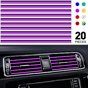 20 pieces universal car air conditioner vent trim decoration strip accessories waterproof flexible shiny auto car interior accessories for all air vent outlet
