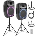 Pyle 12" Bluetooth PA System with Speaker Stand, Powerful Karaoke Machine for Adults, Portable Party Speaker with Wireless Microphone, USB/SD, AUX Input, LCD Display, 1500W Audio Output