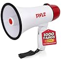 Pyle 20W Megaphone Bullhorn - 5.4'' x 8.6'' Portable Megaphone, Projection Range 1000 Sq. Yards, Voice Talking & Siren Alert, Shoulder Strap, Battery Operated, (White)