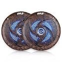 Pyle 6.5 Inch Marine Speakers - 2 Way IP44 Waterproof and Weather Resistant Outdoor Audio Stereo Sound System with Built-in Led Lights, 240 Watt Power and Low Profile Design - 1 Pair - PLMRLE64DK