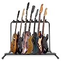 Pyle 7 Slot Multi-Guitar Stand – Universal Guitar Floor Rack for Electric, Acoustic, Bass Guitars, Ukuleles & Cases – Portable, and Protective with No-Slip Non-Scratch Padding – Black display rack