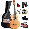 Pyle Beginner Acoustic Guitar Kit, 1/4 Junior Size All Wood Build Nylon Stringed Instrument with Capo, Strap, Extra String Set, Gig Bag, Guitars for Beginners Adults Youth, 30" (Natural Gloss)