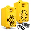 Pyle Bluetooth Indoor Outdoor Speakers Pair-200 Watt Dual Waterproof 3.5” 2-Way Full Range Speaker System w/ 1/2” High Compliance Polymer Tweeter-Home, Boat, Marine, Deck, Patio, Poolside - PDWRBT36YL