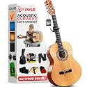 Pyle Classical Guitar Starter Kit - 39" 4/4th Size All Wood Instrument with Capo, Gig Bag, Strings, Strap, Left, Picks (Natural Gloss)