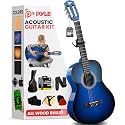 Pyle Classical Guitar Starter Kit - 39" 4/4th Size All Wood Instrument with Capo, Gig Bag, Strings, Strap, Picks (Blue Gloss)