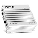 Pyle Hydra Marine Amplifier - Upgraded Elite Series 400 Watt 4 Channel Audio Amplifier, Waterproof, 12 volt, Dual MOSFET Power Supply, GAIN Level Controls, RCA Stereo Input & LED Indicator - PLMRA400