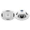 Lanzar Marine Speakers - 6x9 Inch 2 Way Water Resistant Audio Stereo Sound System with 500 Watt Power, Attachable Grills and Resin Treatment for Indoor and Outdoor Use - 1 Pair - AQ69CXW (White)