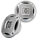 LANZAR 6.25 Inch Marine Speakers - 2 Way Water Resistant Audio Stereo Sound System with 400 Watt Power, Attachable Grills and Resin Treatment for Indoor and Outdoor Use - 1 Pair - AQ6CXS (Silver)