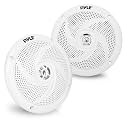 Pyle Marine Speakers - 5.25 Inch 2 Way Waterproof and Weather Resistant Outdoor Audio Stereo Sound System with 180 Watt Power and Low Profile Slim Style - 1 Pair - PLMRS5W (White)