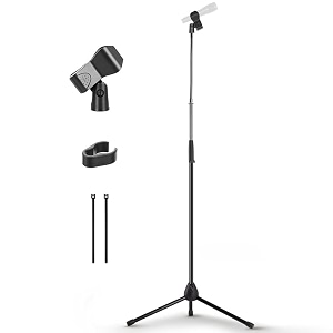 pyle microphone stand adjustable tripod mic stand 132-200cm gooseneck