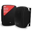 Pyle Outdoor Waterproof Wireless Bluetooth Speaker - 6.5 Inch Pair 2-Way Weatherproof Wall/Ceiling Mounted Dual Speakers w/Heavy Duty Grill, Universal Mount, Patio, Indoor Use PDWR64BTB (Black)