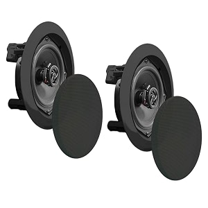 pyle ceiling wall mount speakers - 52534 pair of 2-way midbass woofer speaker 13939 polymer dome tweeter flush design w 80hz - 20khz frequency response amp 150 watts peak easy installation - pdic51rdbk