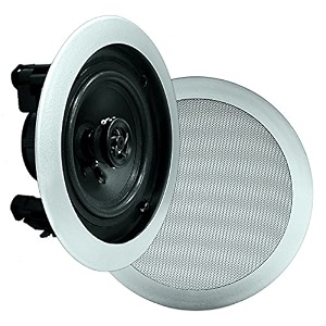 pyle ceiling wall mount speakers - 52534 pair of 2-way midbass woofer speaker 13939 polymer dome tweeter flush design w 80hz - 20khz frequency response amp 150 watts peak easy installation - pdic51rdbk