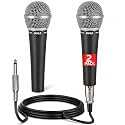 Pyle Professional Dynamic Microphone - 2-Pack Unidirectional Handheld Mic with Built-in Pop Filter, High Signal Output, 15 ft. XLR Audio Cable, Ideal for Stage, Karaoke &amp; Studio Performances