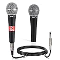 Pyle Professional Dynamic Microphone - 2-Pack Unidirectional Handheld Mic with Built-in Pop Filter, High Signal Output, 15 ft. XLR Audio Cable, Ideal for Stage, Karaoke &amp; Studio Performances