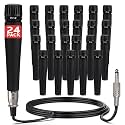 Pyle Professional Dynamic Microphone - 24-Pack Unidirectional Handheld Moving Coil Mic with Built-in Pop Filter, 15 ft. XLR Audio Cable, Ideal for Stage, Karaoke & Studio Performances