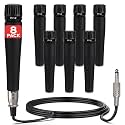 Pyle Professional Dynamic Microphone - 8-Pack Unidirectional Handheld Moving Coil Mic with Built-in Pop Filter, 15 ft. XLR Audio Cable, Ideal for Stage, Karaoke &amp; Studio Performances
