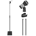 Pyle Square Base Microphone Stand, Adjustable Height 36.2-63.38", Black