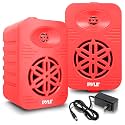 PyleUsa Bluetooth Indoor Outdoor Speakers Pair - 300 Watt Dual Waterproof 4” 2-Way Full Range Speaker System w/ 1/2” High Compliance Polymer Tweeter Home,Boat, Marine,Deck, Patio,Poolside - PDWRBT46RD
