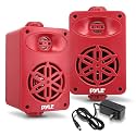 PyleUsa Bluetooth Indoor Outdoor Speakers Pair - 200 Watt Dual Waterproof 3.5” 2-Way Full Range System w/ 1/2” High Compliance Polymer Tweeter - Home, Boat, Marine, Deck, Patio, Poolside -PDWRBT36RD