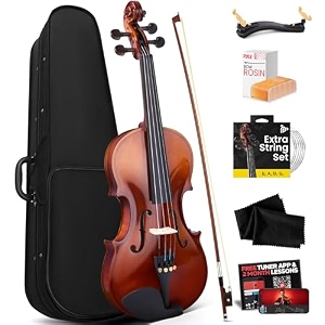 pyleusa quarter size violin set for beginners and kids 14 187 student grade fiddle hard practice case rosin bow digital tuner strings shoulder rest pgviln14