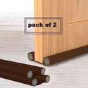 PYORIT (Pack of 2) Twin Door Draft Fabric Cover Guard, Cool/Hot Maintain in Room Door Mounted Door Stopper (Brown)