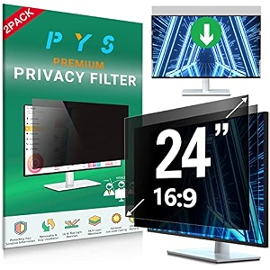 pys 2-pack 24 inch computer privacy screen filter for 169 widescreen monitor - easy removable privacy filter - eye protection anti glare blue light shield