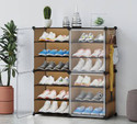PYXBE 12-Shelf-4-Door Plastic Shoe Rack Storage Organizer