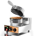PYY Commercial Waffle Maker - 1300W Non-stick Waffle Iron, 20Pcs/H Stainless Steel Round Belgian Waffle Machine, Time Control and Temperature Adjustable, for Home Kitchen, Breakfast Restaurant