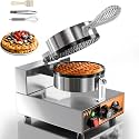 PYY Commercial Waffle Maker - 20Pcs/H Stainless Steel Round Belgian Waffle Machine, 1300W Non-stick Waffle Iron, Time Control and Temperature Adjustable, for Home Kitchen, Restaurant, Silver