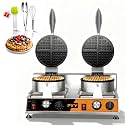 PYY Commercial Waffle Maker – Dual-Head Waffle Maker, 2500W Fast Heating, Stainless Steel Non-Stick Electric Machine for Restaurant Party Food Truck,Orange