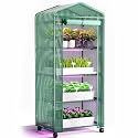 PYY Portable Water Mini Indoor Greenhouse with Grow Light- Small Portable Outdoor Plant Green House Cabinet with Wheels