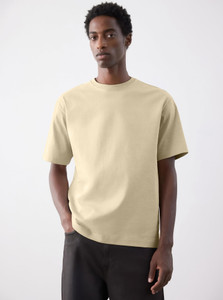 Q-CUT Solid Men Round Neck Beige T-Shirt