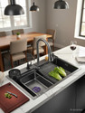 Q-IMAGE Kitchen sink SS 304 Grade 30" X 18" X 9" HANDMADE KITCHEN SINK PREMIUM QUALITY MATT FINISH Vessel Sink (Black)