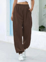 Q-Rious Solid Women Brown Track Pants