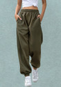 Q-Rious Solid Women Green Track Pants