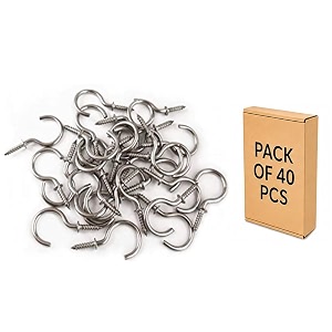q1 beads 40 pcs 1534 steel cup hook ceiling hooks j hook heavy duty for hanging indoor amp outdoor chrome 15 inch 40 pcs