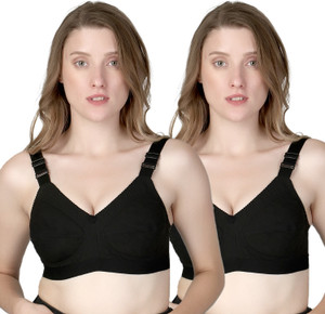 q4s pack of 2 women full coverage non padded bra black