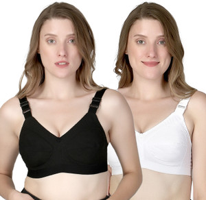 q4s pack of 2 women full coverage non padded bra white black