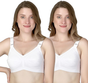 q4s pack of 2 women full coverage non padded bra white