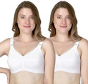 Q4S Pack of 2 Women Full Coverage Non Padded Bra (White)