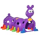 Qaba Caterpillar Play Tunnel for Toddlers, Indoor, 2 Sections, Purple