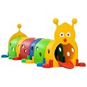 Qaba Caterpillar Play Tunnel for Toddlers, Indoor, 6 Sections, Multicolored